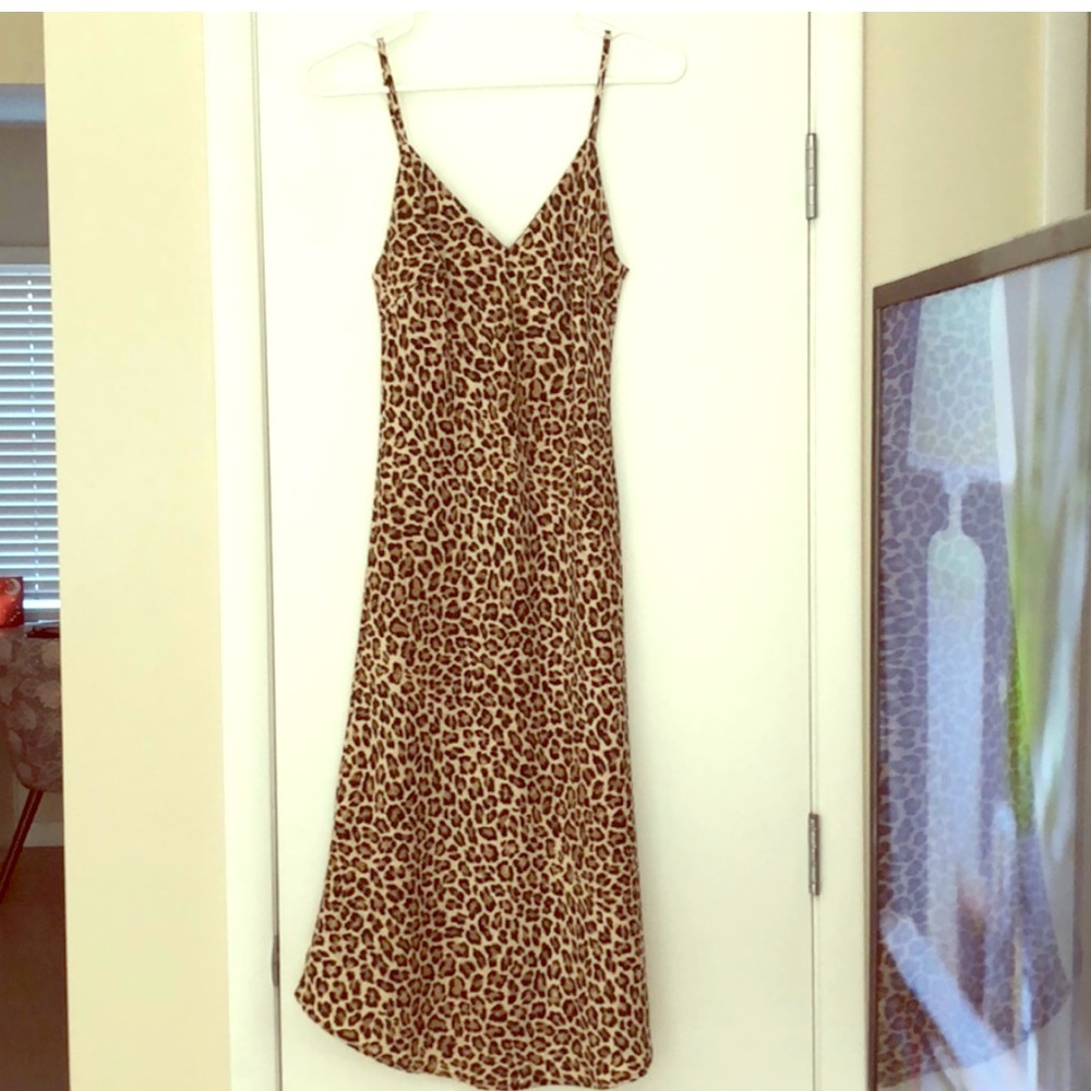 NWT Leopard Midi Slip Dress